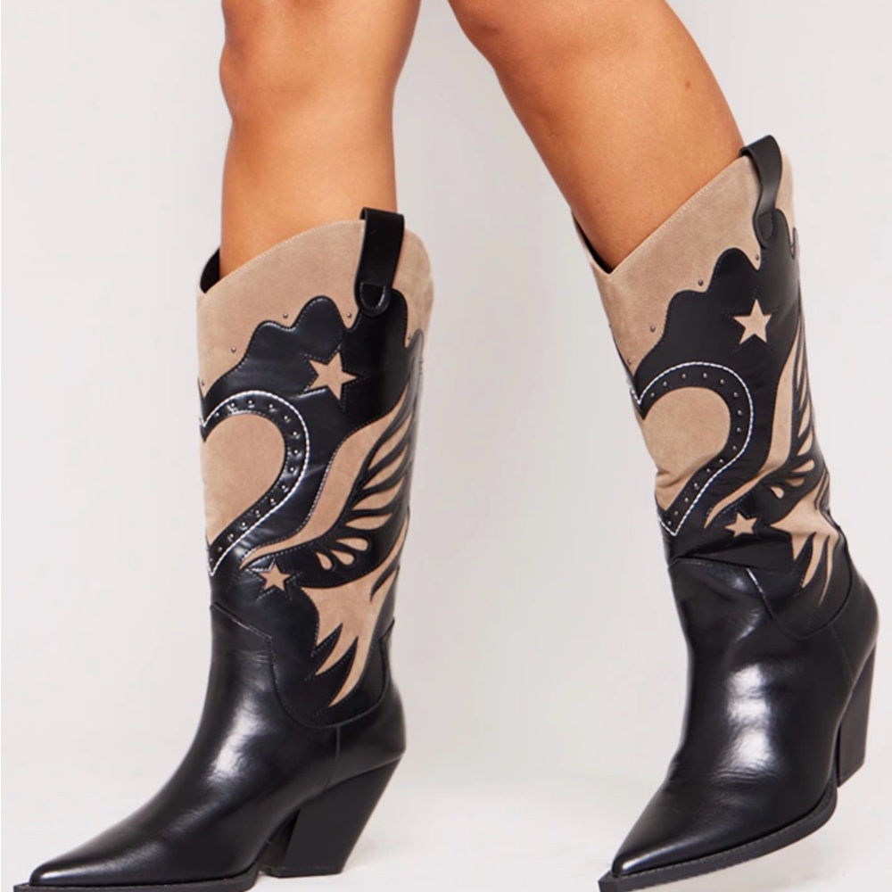 Black and Tan Heeled Western Boots  🤠